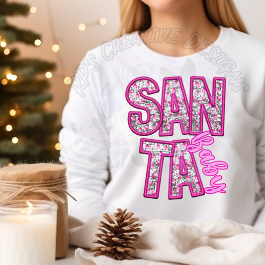 PINK SANTA BABY DTF