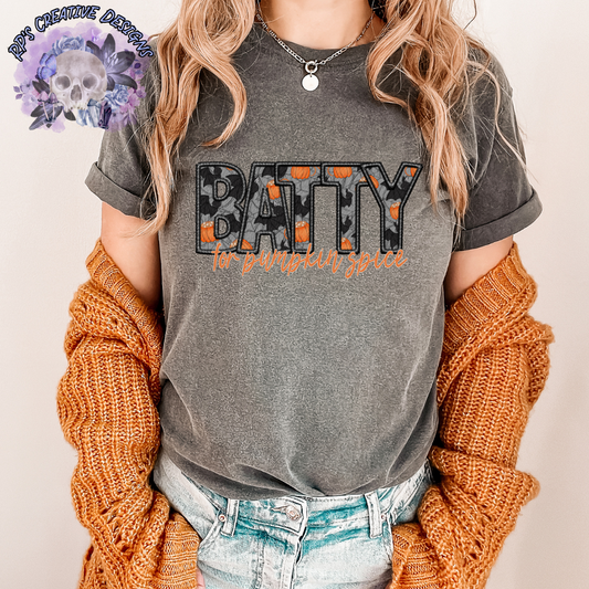 Batty For Pumpkin Spice Faux Embroidery DTF