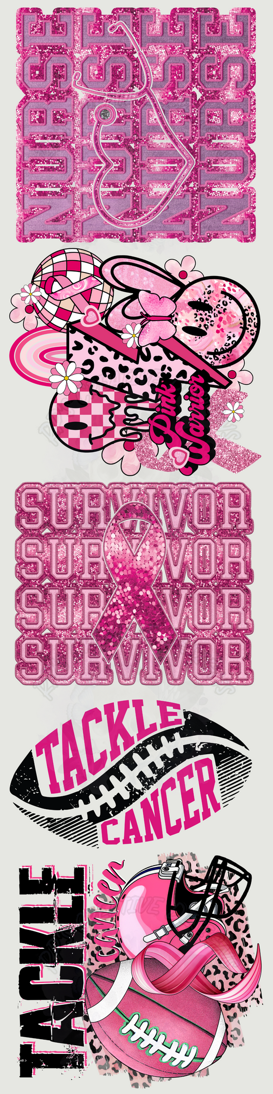 Breast Cancer Awareness Glitter Gang Sheet DTF