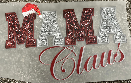 Mama Claus Faux Sequin Red & White DTF