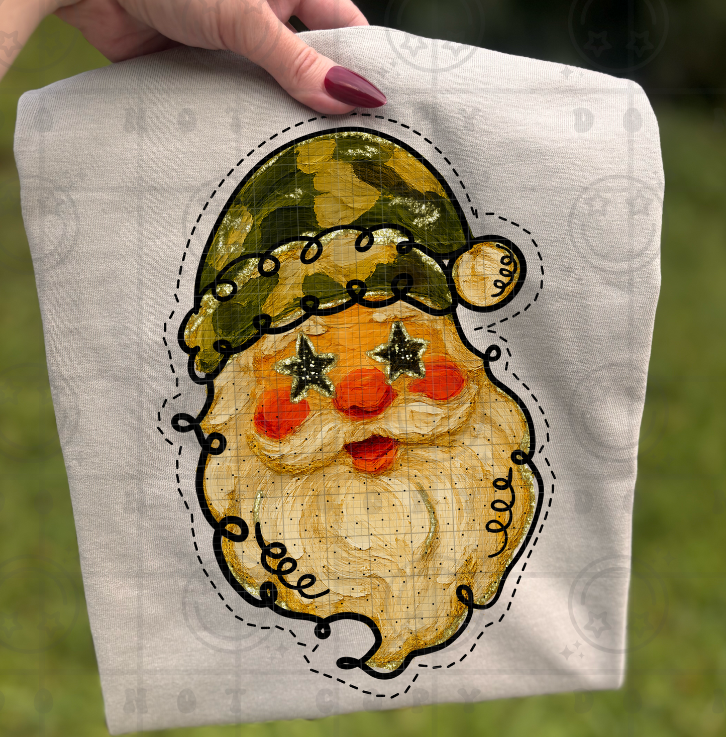Camo Santa Doodle DTF