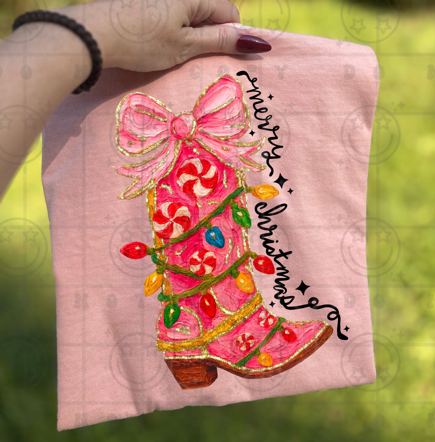 Christmas boot no glitter DTF