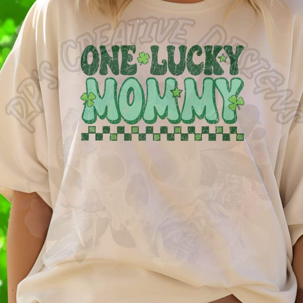 One Lucky Mommy Distressed DTF