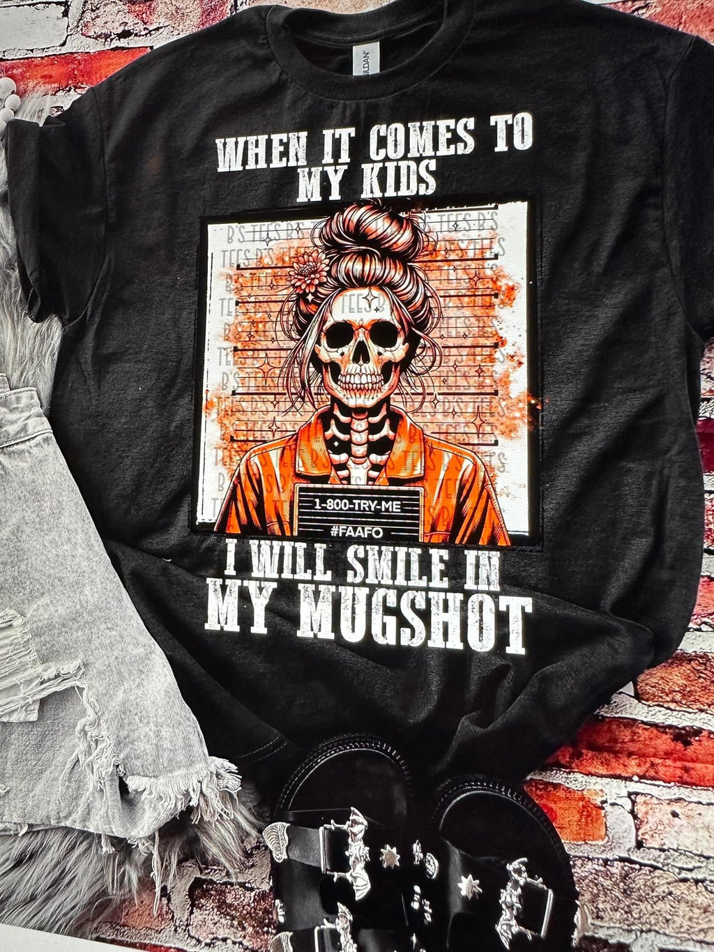 When it Comes to My Kids Completed tee on black Gildan softstyle