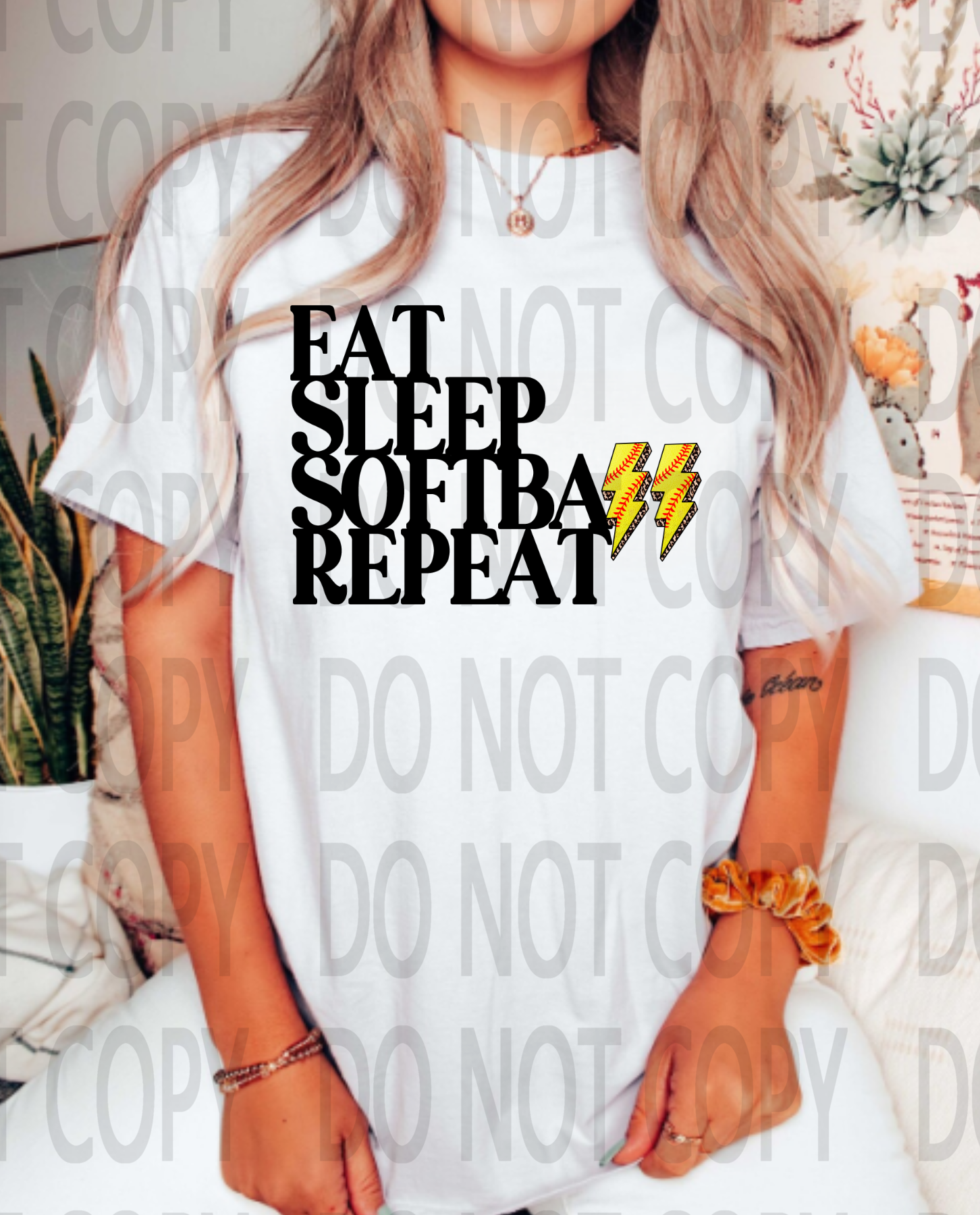 Eat Sleep Softball Repeat DTF