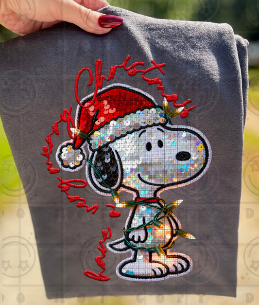 Have a very Merry Christmas Snoopy Faux Sequin DTF