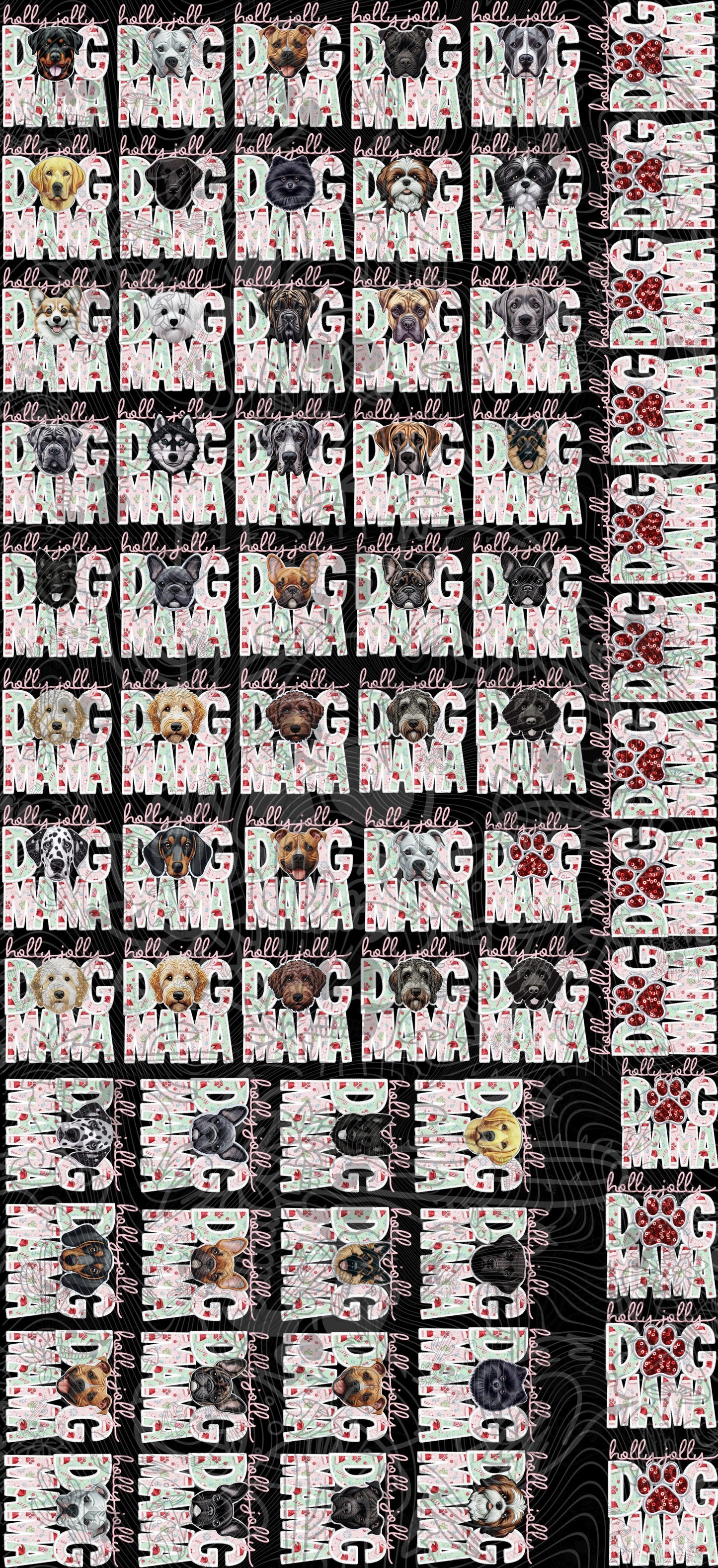 Holly Jolly Dog Mama Pocket Prints 22X48 gang sheet