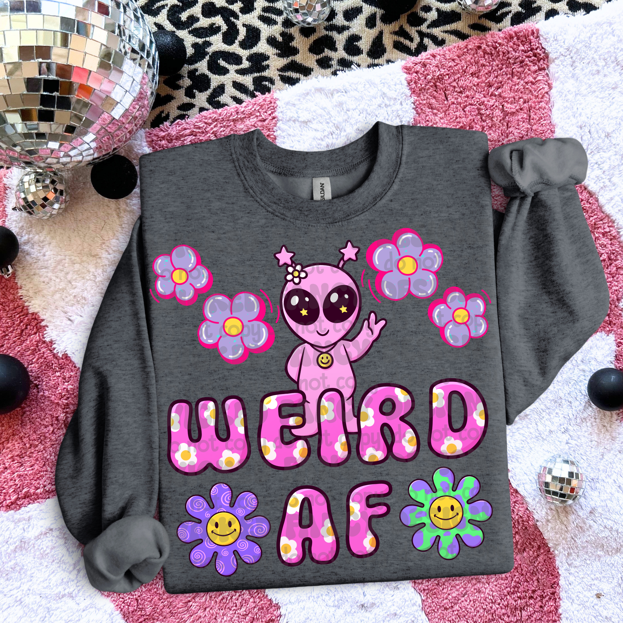 Weird AF Retro Alien DTF