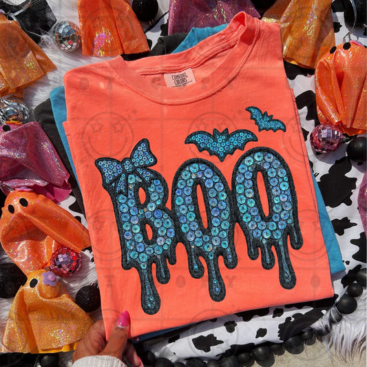 Faux Sequin BOO DTF