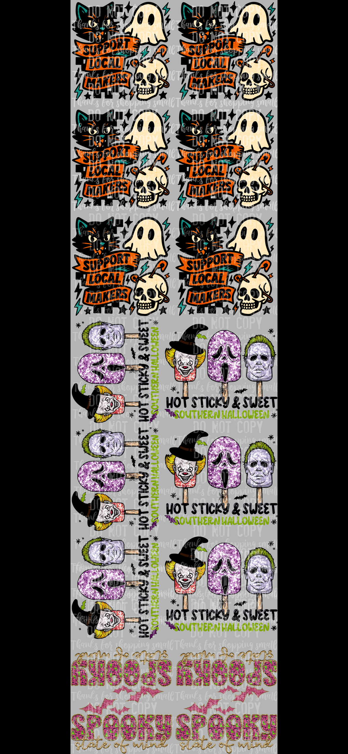 Support your local makers premade 22x80 gang sheet