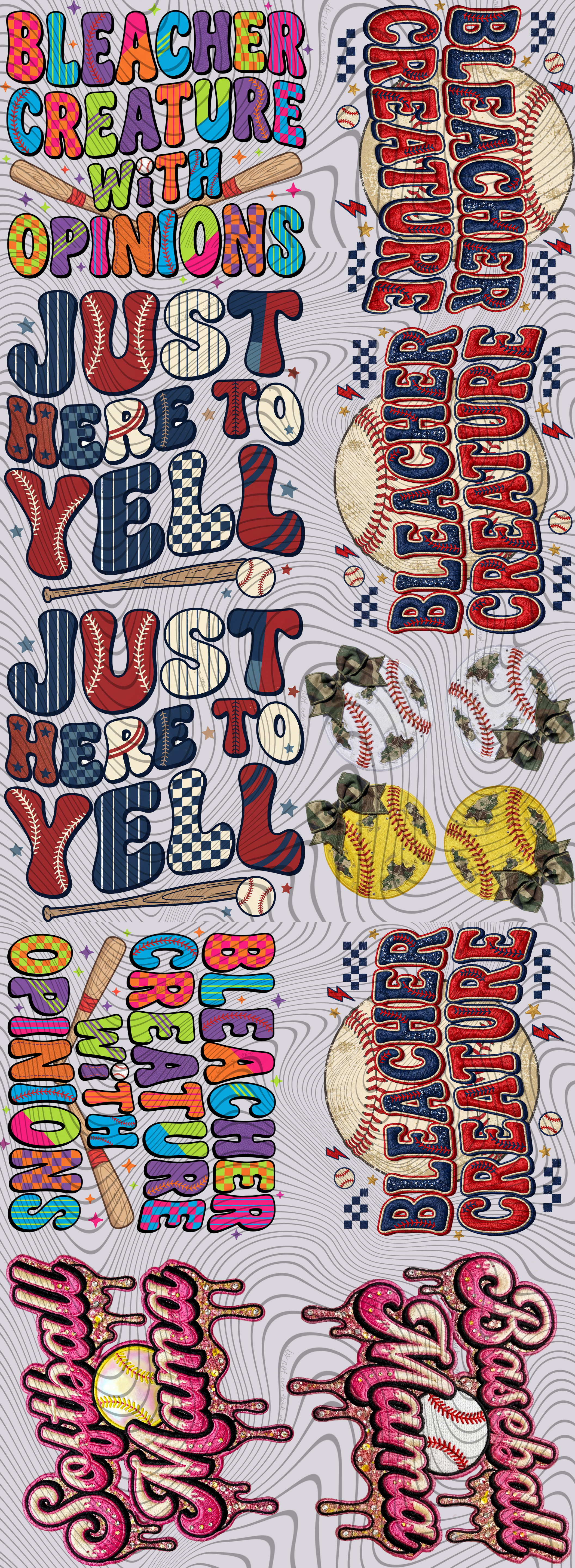 Baseball & Softball Premade 22X60 Gang Sheet