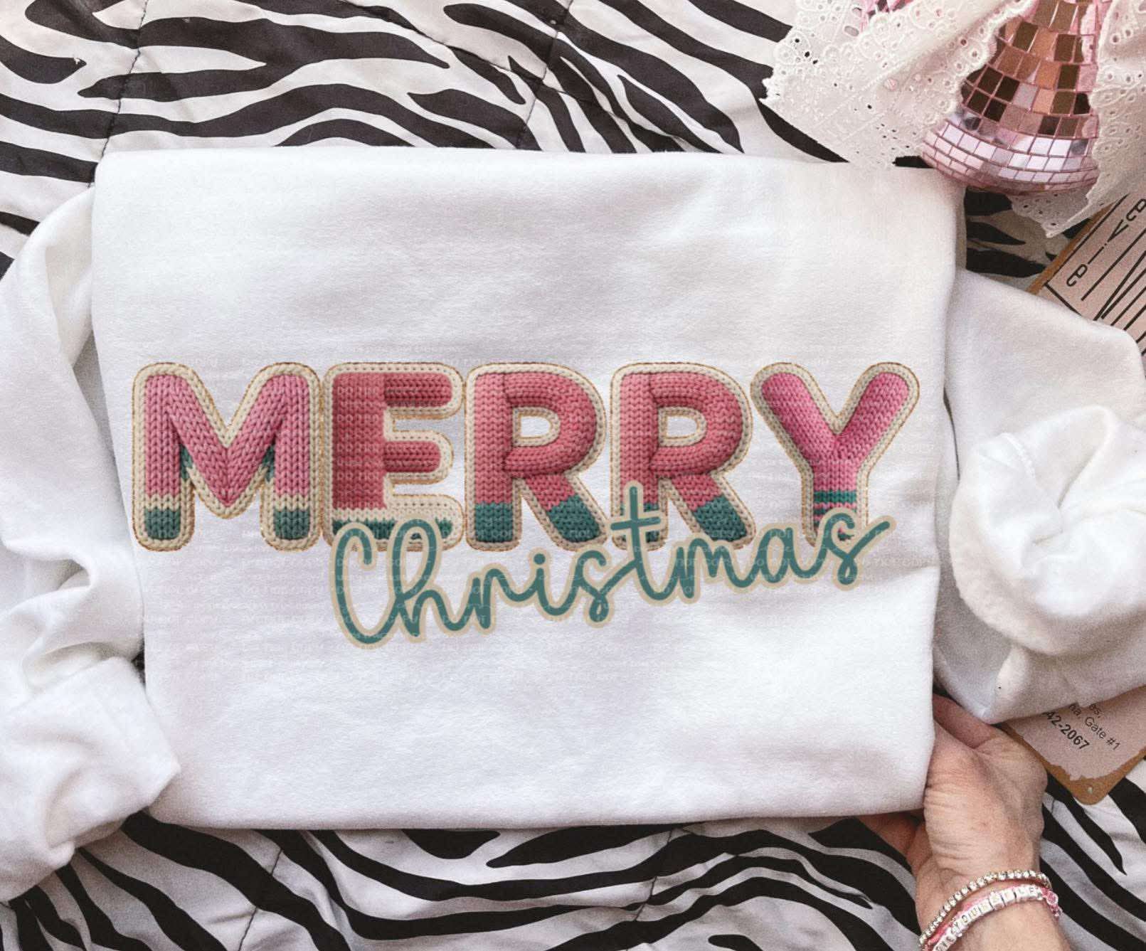 Merry Christmas Faux Yarn DTF