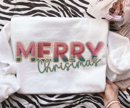 Merry Christmas Faux Yarn DTF