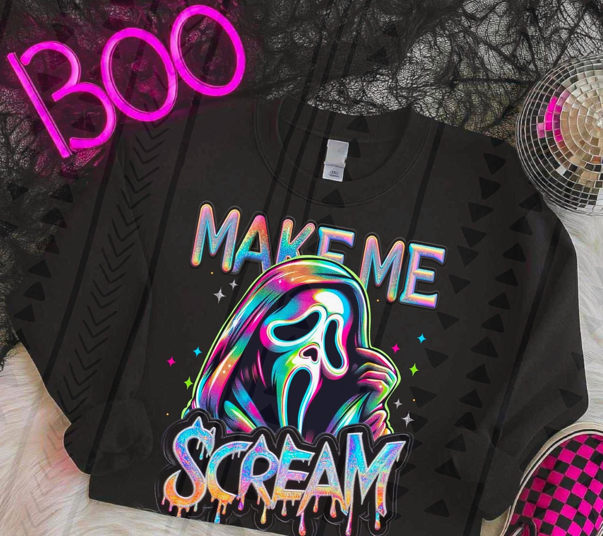 Make Me Scream Faux Embroidery DTF