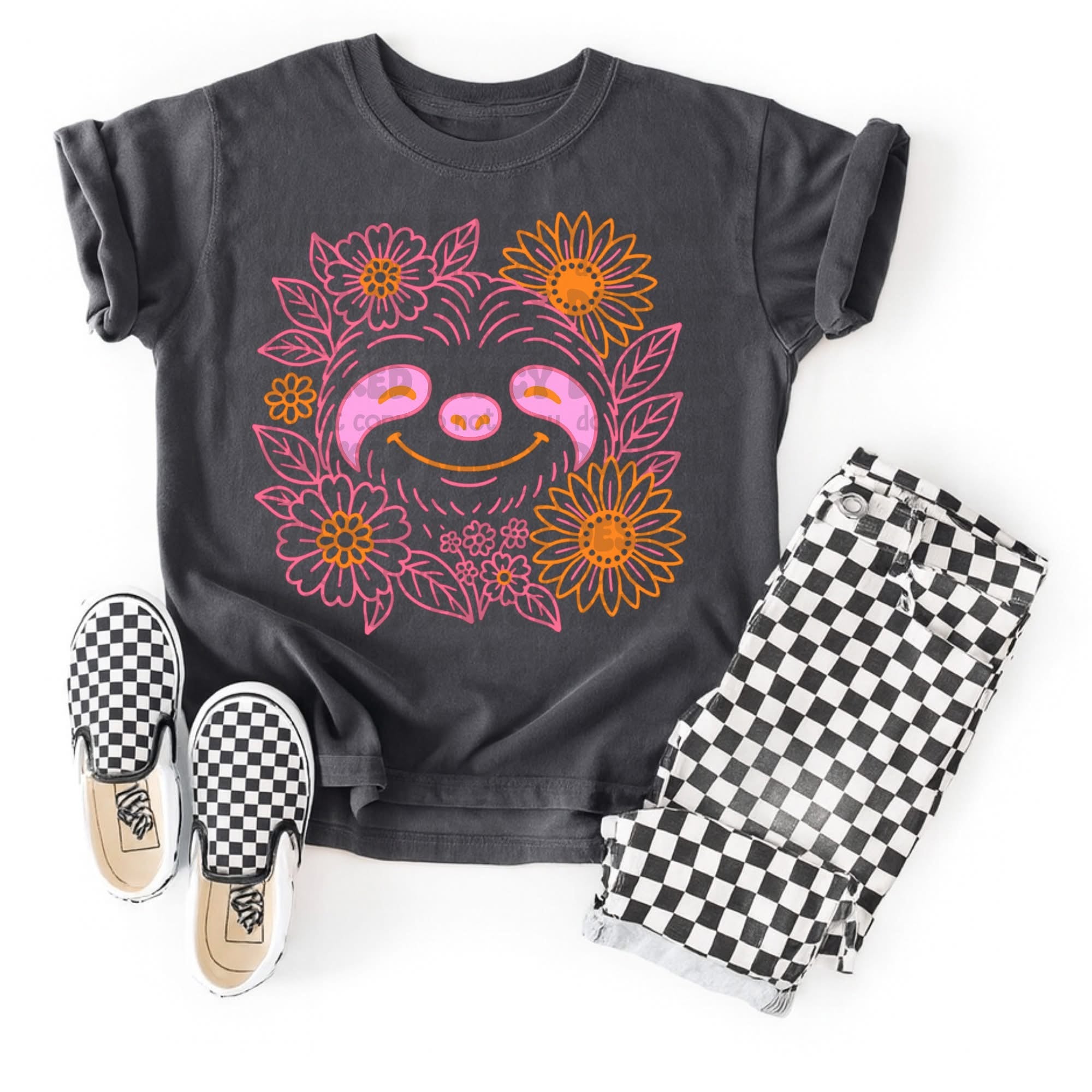 Floral Sloth DTF