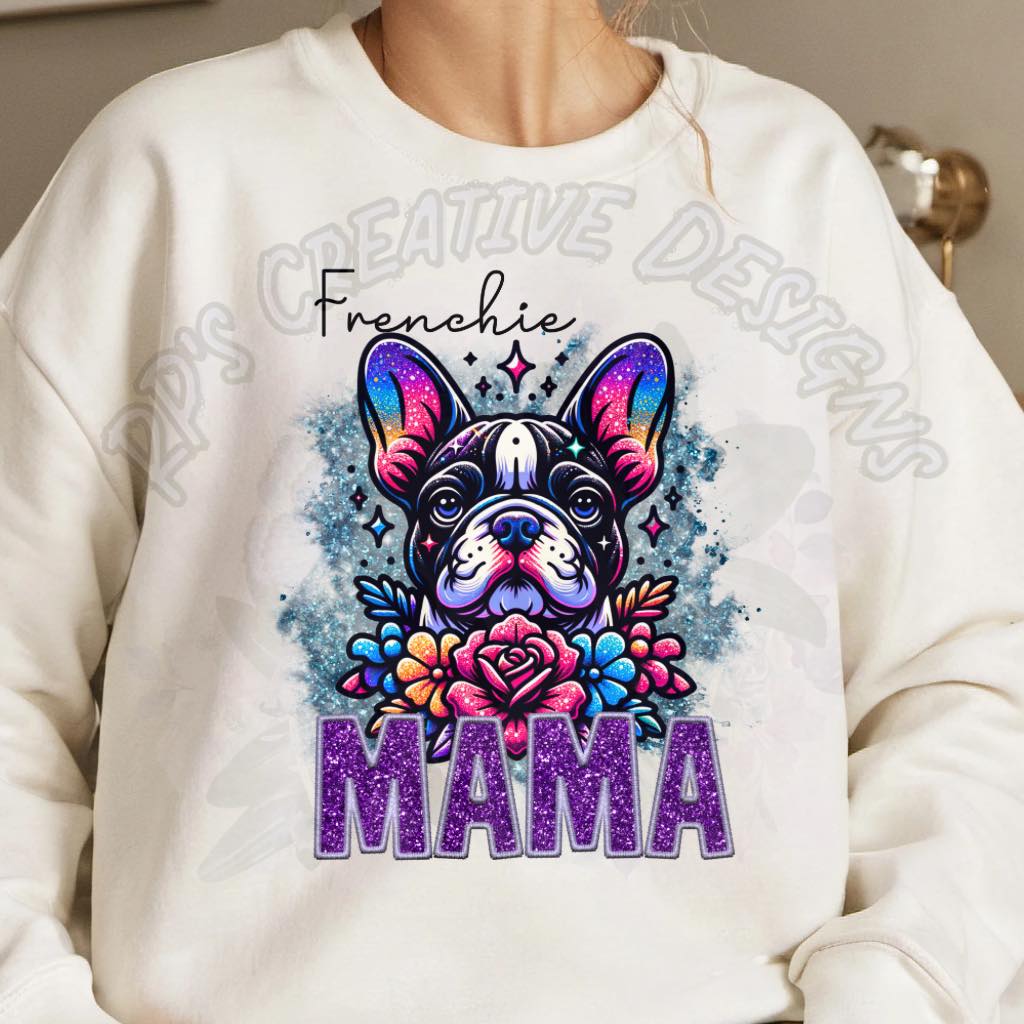 Dog Mama-Frenchie-Black DTF