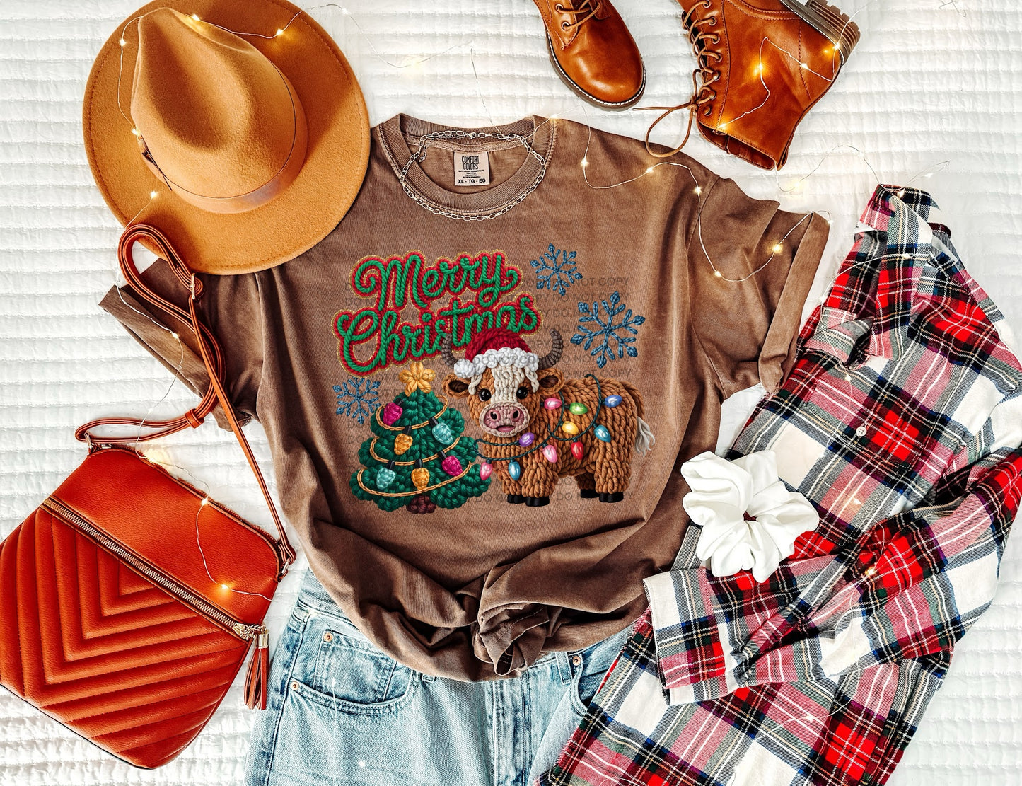 Merry Christmas Crotchet Cow w/ Tree