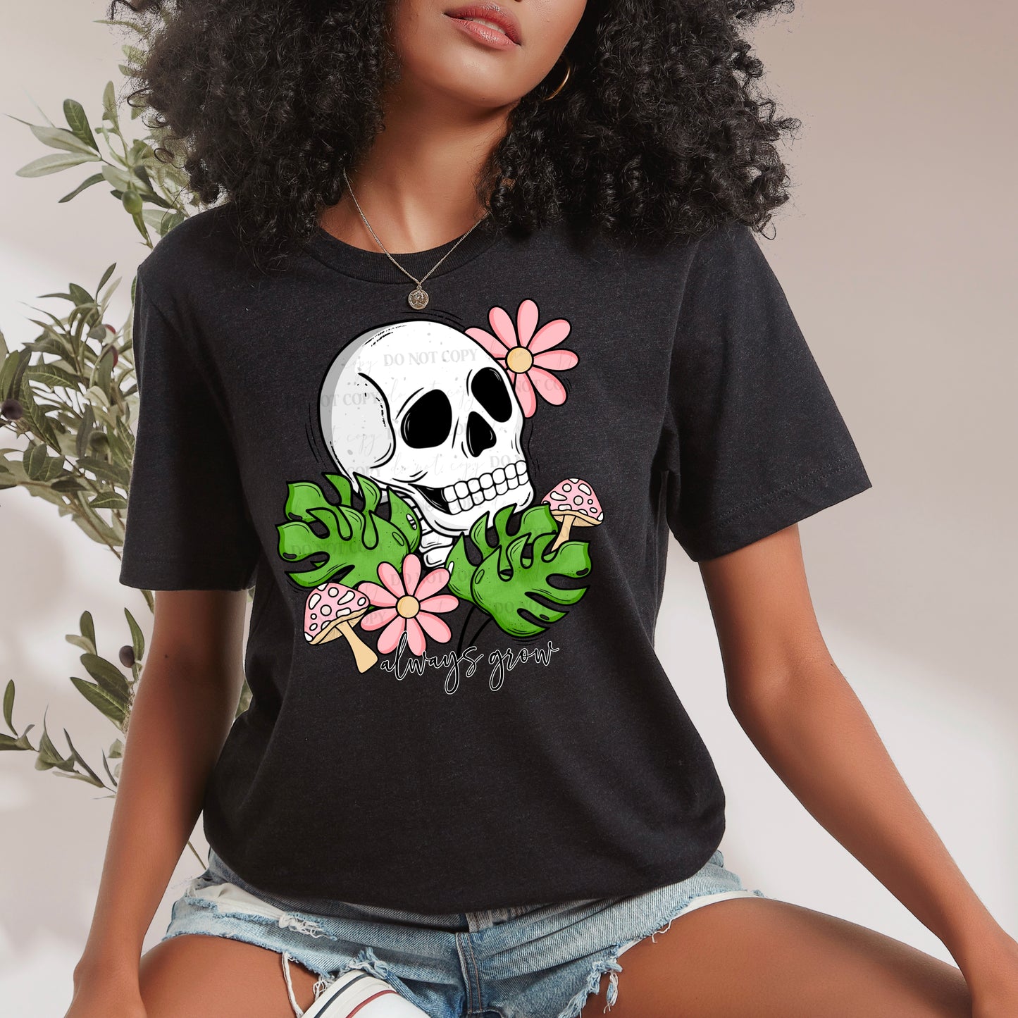 Skull Flower Always Grow DTF