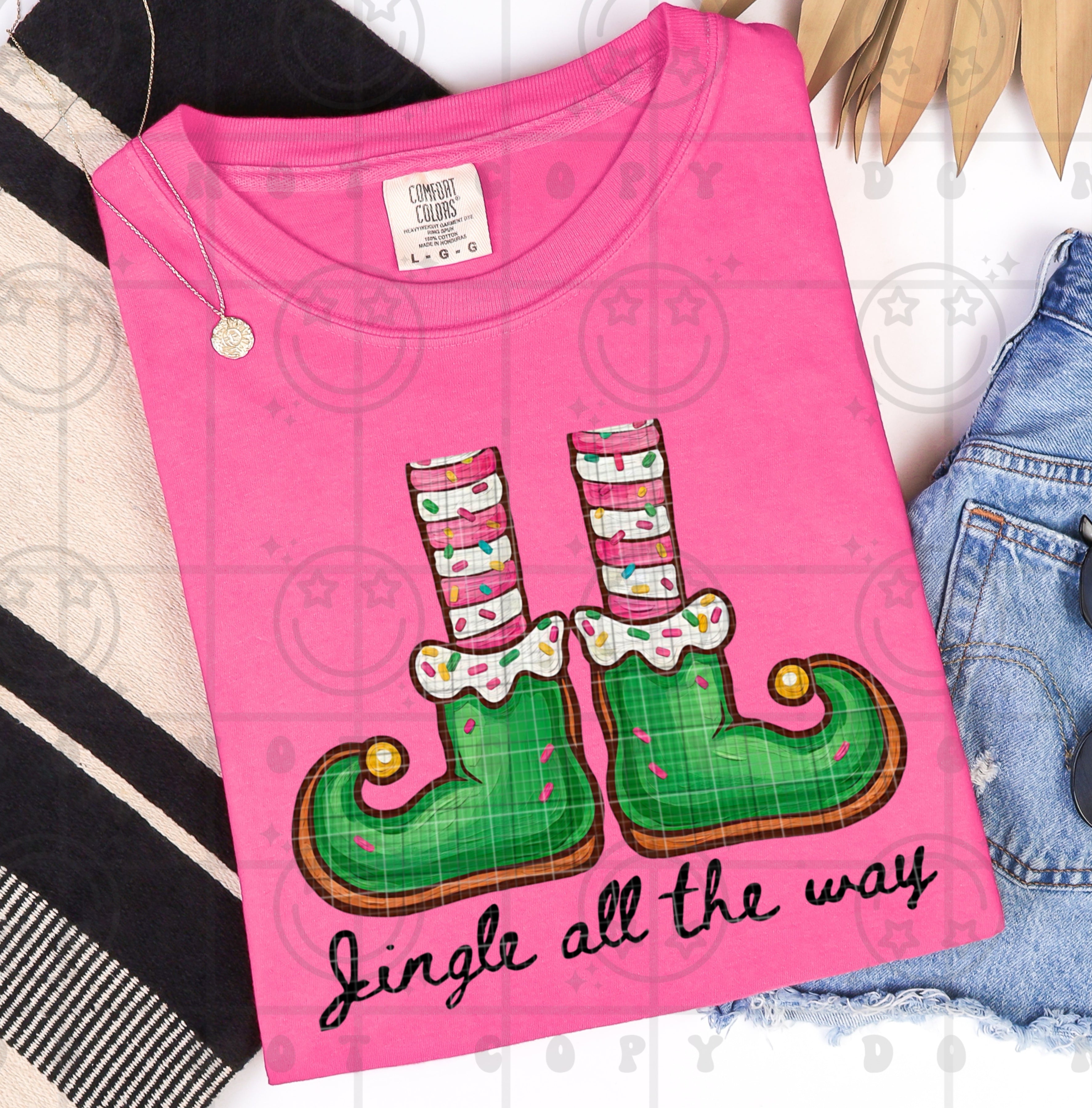 Jingle all the way elf legs mock  DTF