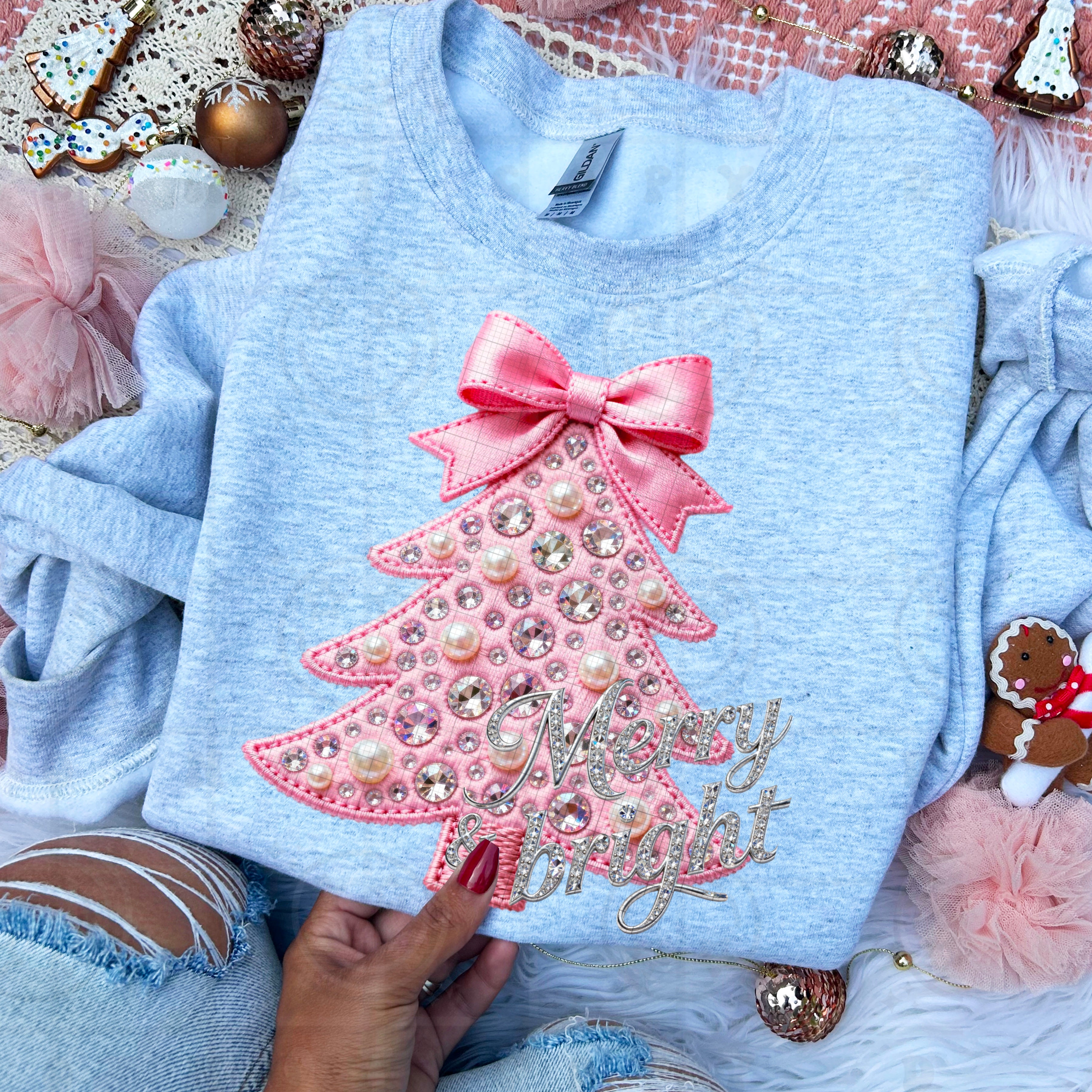 Merry and Bright Faux Rhinestone DTF
