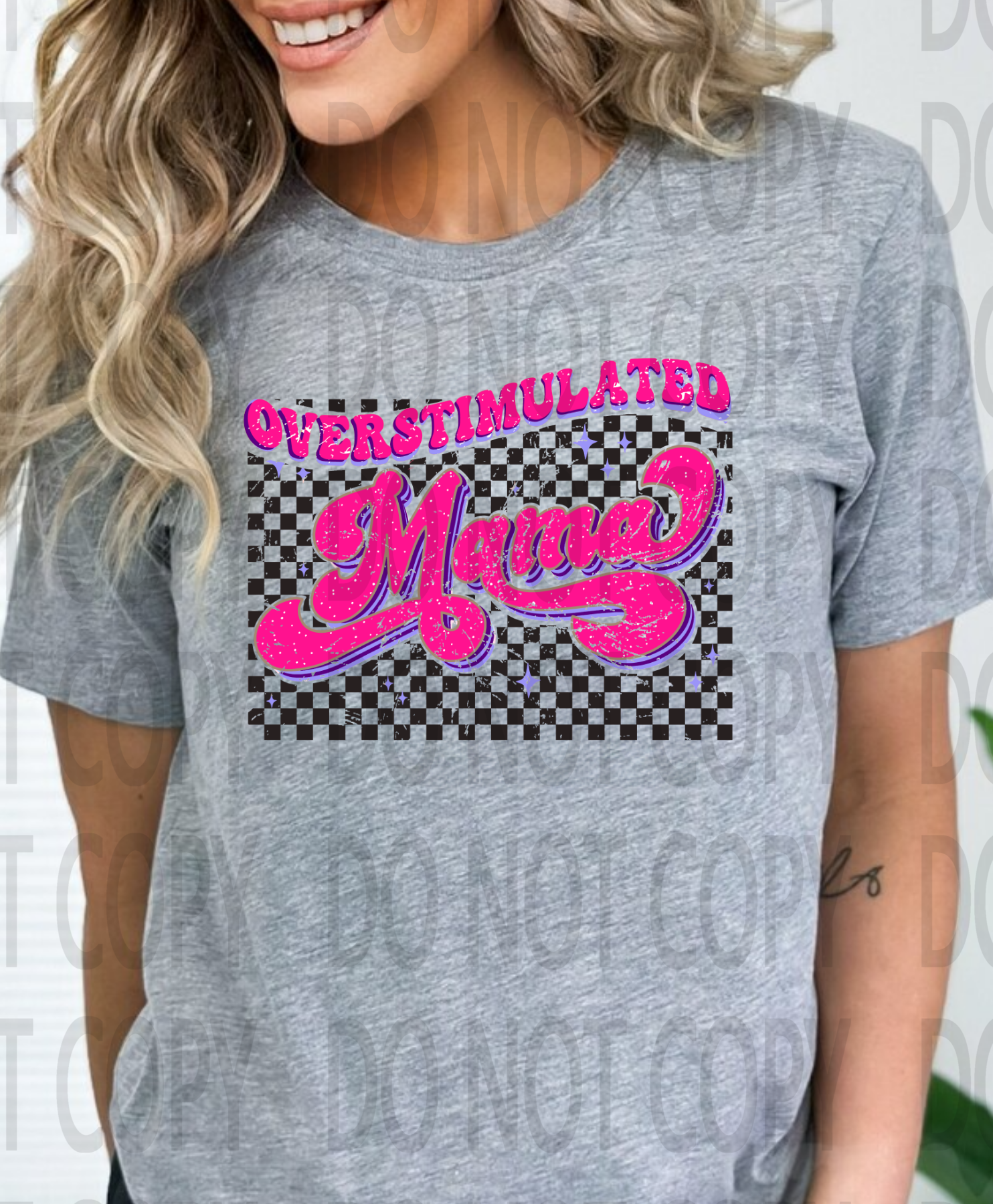 Overstimulated Mama Checkered DTF