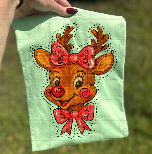 Reindeer with bows DTF