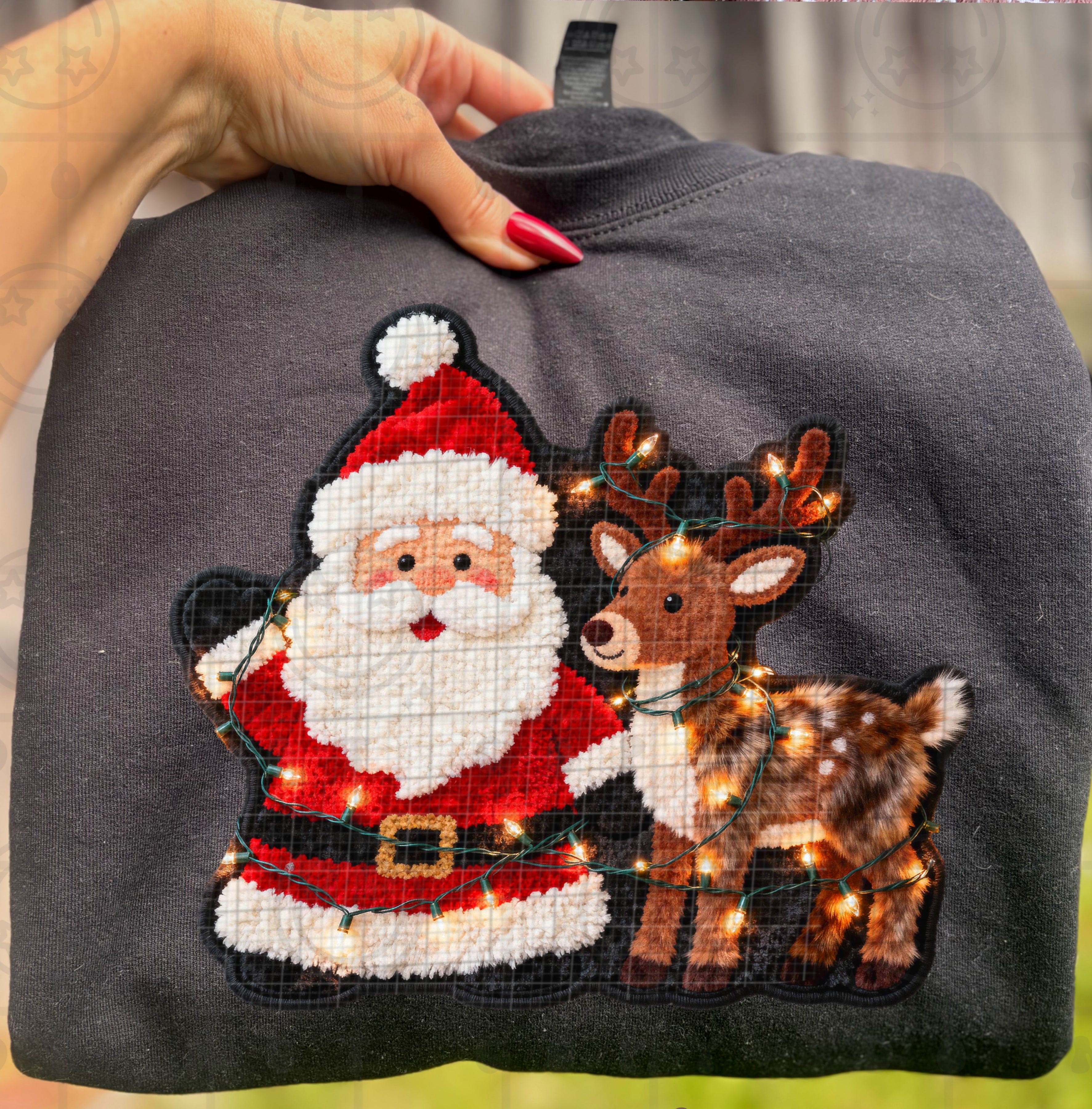 Santa Reindeer Faux Light Up DTF