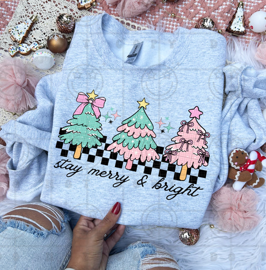 Stay Merry & Bright Preppy Xmas Trees DTF