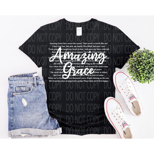 Amazing Grace White Font DTF