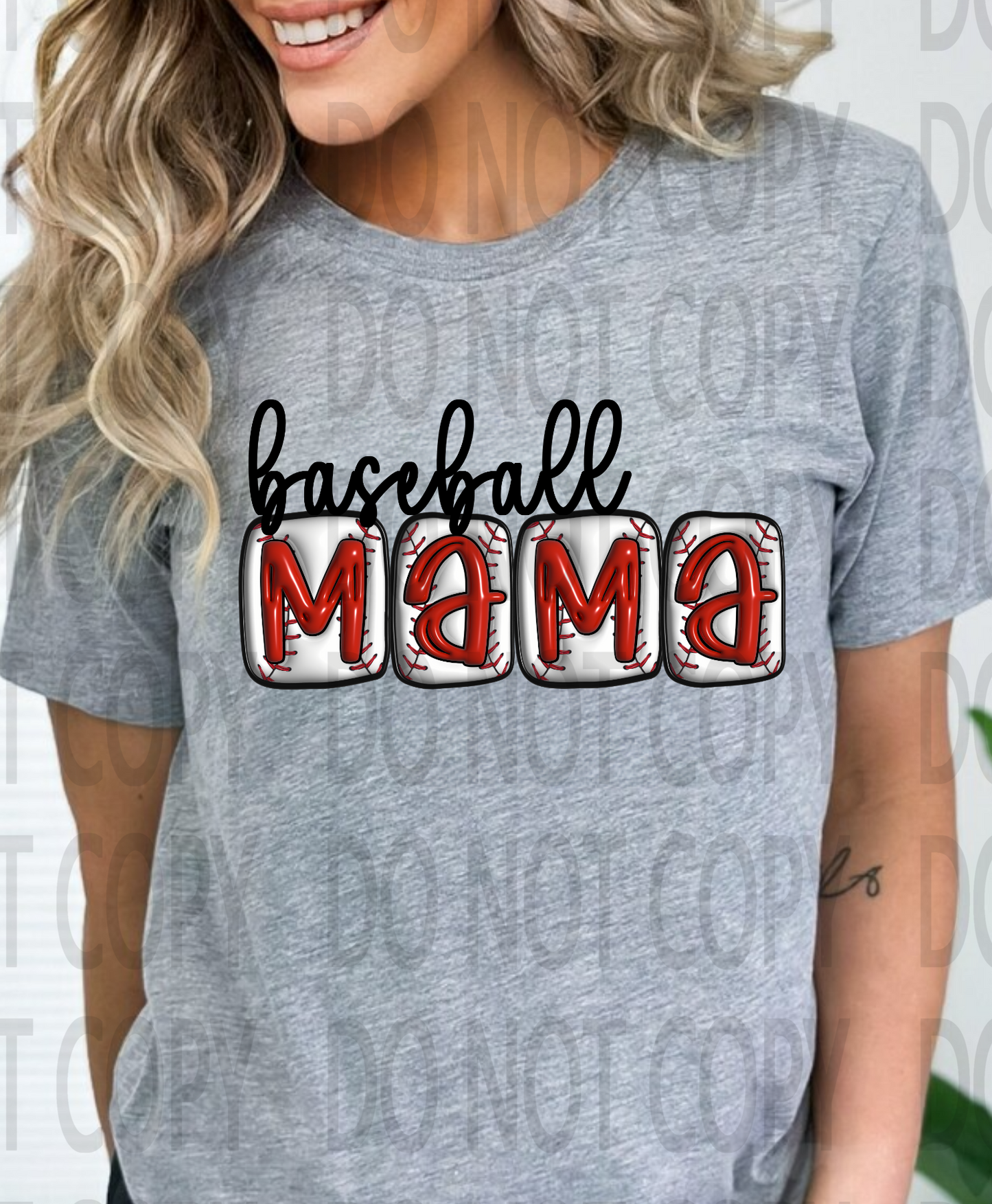 Baseball Mama Bubble Letters DTF