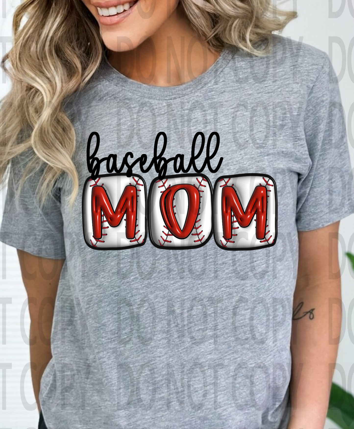 Baseball Mom Bubble Letters DTF