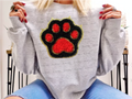 Cat Paw Print Black and Red Patch Look DTF