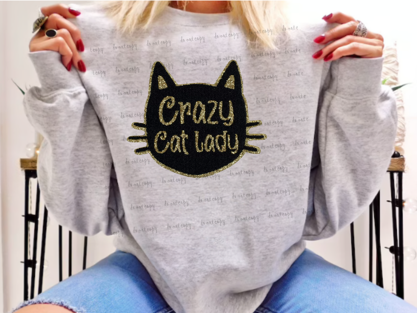 Crazy Cat Lady Patch Look DTF