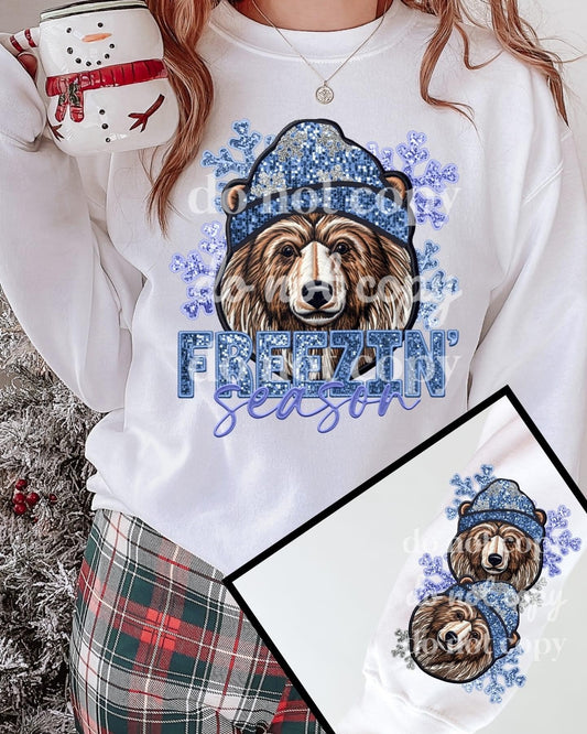Freezin Season front and sleeve DTF