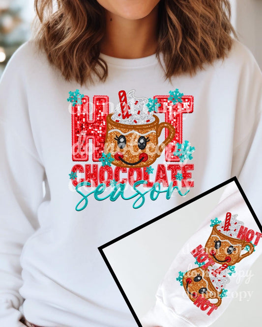 Hot Chocolate front and sleeve DTF