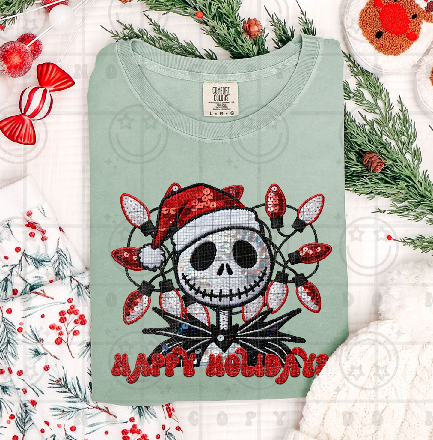 Jack Happy Holidays Faux Sequin DTF