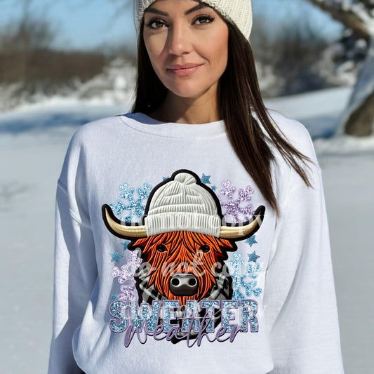 Sweater Weather Highland Cow DTF